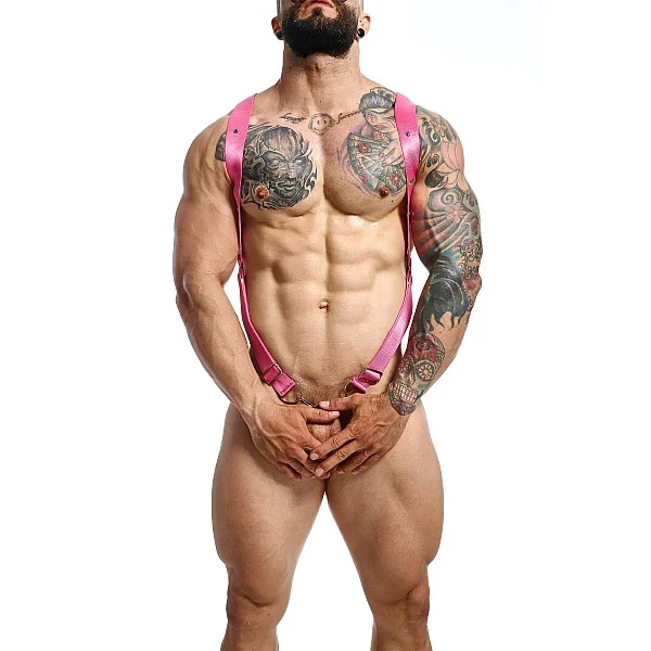 DNGEON Crossback Harness - Roze van het merk DNGEON - Harnassen - online bestellen bij Masculum.nl. De discrete online seks-toys en erotisch heren ondergoed winkel voor gay & hetero mannen.