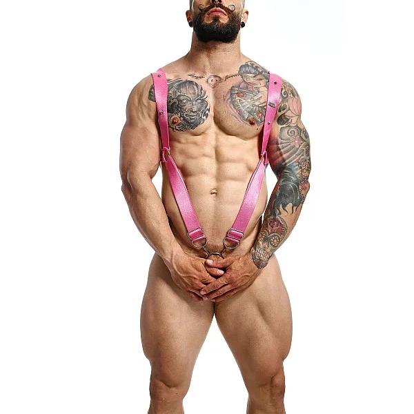 DNGEON Straigh Back Harness - Roze van het merk DNGEON - Harnassen - online bestellen bij Masculum.nl. De discrete online seks-toys en erotisch heren ondergoed winkel voor gay & hetero mannen.
