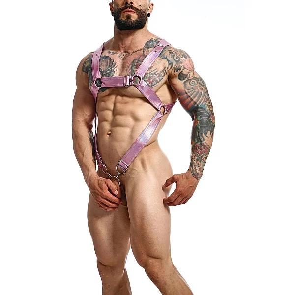 DNGEON Cross Cockring Harness - Roze van het merk DNGEON - Harnassen - online bestellen bij Masculum.nl. De discrete online seks-toys en erotisch heren ondergoed winkel voor gay & hetero mannen.