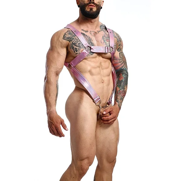 DNGEON Cross Cockring Harness - Roze van het merk DNGEON - Harnassen - online bestellen bij Masculum.nl. De discrete online seks-toys en erotisch heren ondergoed winkel voor gay & hetero mannen.