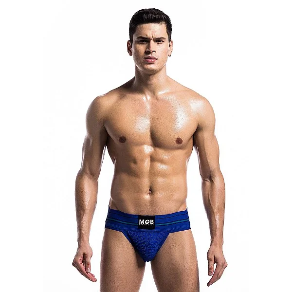 Fetish Classic Wide Jockstrap - Blauw van het merk MOB Eroticwear - Heren Lingerie - online bestellen bij Masculum.nl. De discrete online seks-toys en erotisch heren ondergoed winkel voor gay & hetero mannen.