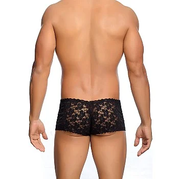 Rose Lace Boy Short - Zwart