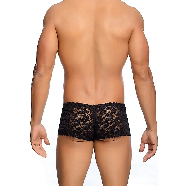 Rose Lace Boy Short - Zwart van het merk MOB Eroticwear - Heren Lingerie - online kopen bij Masculum.nl. De discrete online seks-toys en erotisch heren ondergoed winkel voor gay & hetero mannen.
