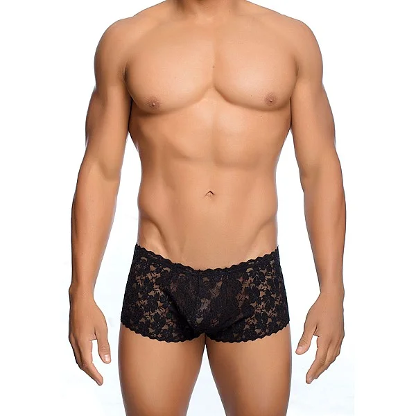 Rose Lace Boy Short - Zwart van het merk MOB Eroticwear - Heren Lingerie - online kopen bij Masculum.nl. De discrete online seks-toys en erotisch heren ondergoed winkel voor gay & hetero mannen.