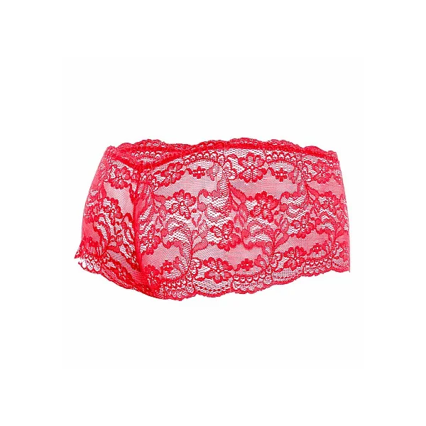 Rose Lace Boy Short - Rood van het merk MOB Eroticwear - Heren Lingerie - online bestellen bij Masculum.nl. De discrete online seks-toys en erotisch heren ondergoed winkel voor gay & hetero mannen.