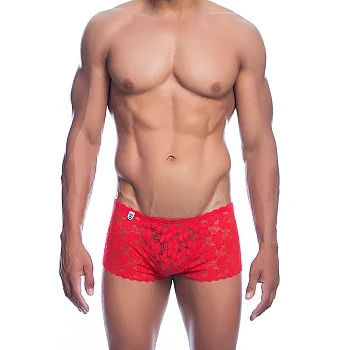 Rose Lace Boy Short - Rood