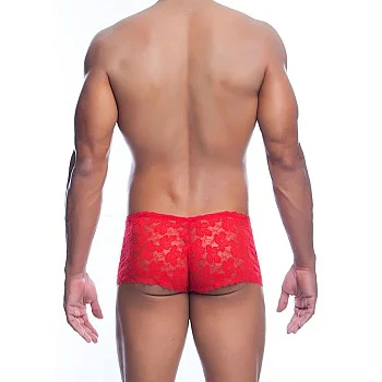 Rose Lace Boy Short - Rood
