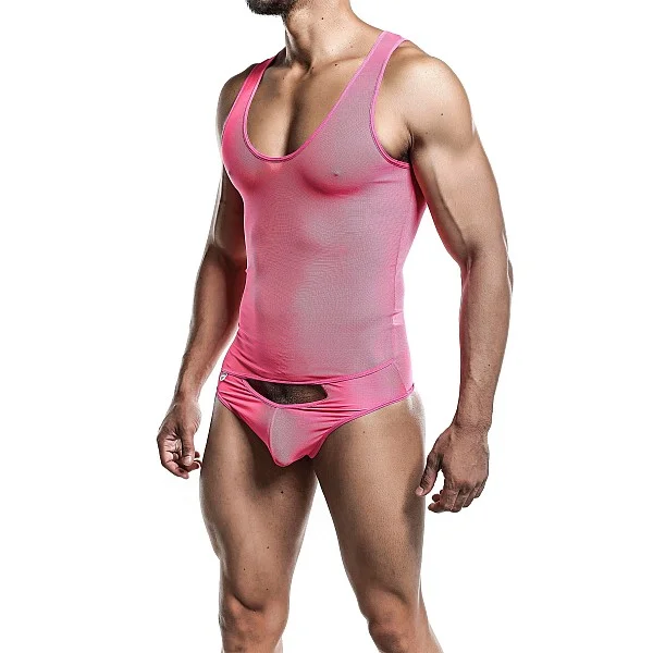 Mob Men's Sexy All Over Sheer Body - Roze van het merk MOB Eroticwear - Herenbody's - online kopen bij Masculum.nl. De discrete online seks-toys en erotisch heren ondergoed winkel voor gay & hetero mannen.