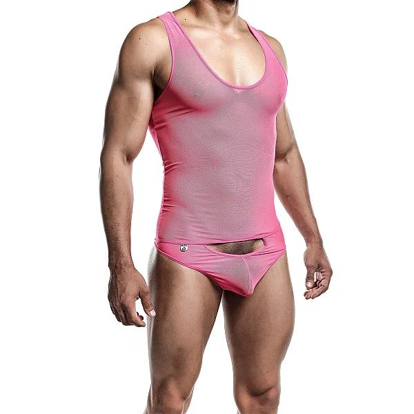 Mob Men's Sexy All Over Sheer Body - Roze van het merk MOB Eroticwear - Herenbody's - online kopen bij Masculum.nl. De discrete online seks-toys en erotisch heren ondergoed winkel voor gay & hetero mannen.