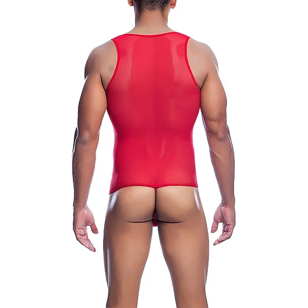 Mob Men's Sexy All Over Sheer Body - Rood van het merk MOB Eroticwear - Herenbody's - online kopen bij Masculum.nl. De discrete online seks-toys en erotisch heren ondergoed winkel voor gay & hetero mannen.