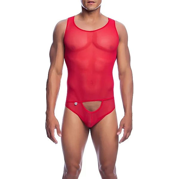 Mob Men's Sexy All Over Sheer Body - Rood van het merk MOB Eroticwear - Herenbody's - online kopen bij Masculum.nl. De discrete online seks-toys en erotisch heren ondergoed winkel voor gay & hetero mannen.