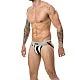 MOB Stripe Classic Jock - Wit van het merk MOB Eroticwear - Heren Lingerie - online kopen bij Masculum.nl. De discrete online seks-toys en erotisch heren ondergoed winkel voor gay & hetero mannen.