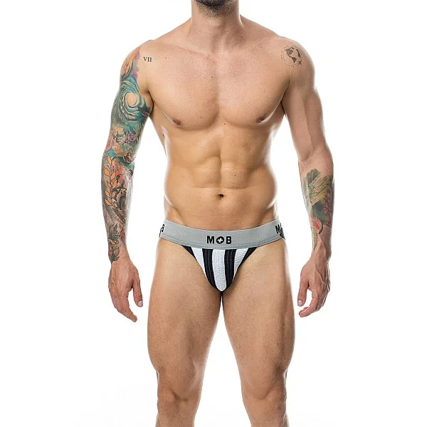 MOB Stripe Classic Jock - Wit van het merk MOB Eroticwear - Heren Lingerie - online kopen bij Masculum.nl. De discrete online seks-toys en erotisch heren ondergoed winkel voor gay & hetero mannen.
