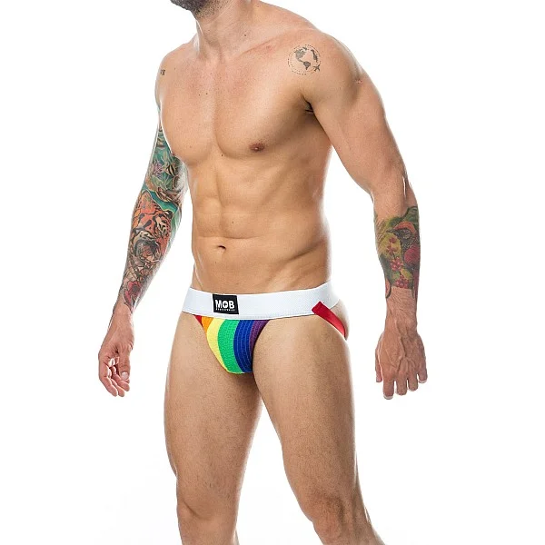 MOB Pride Classic Jockstrap - Regenboog van het merk MOB Eroticwear - Jockstraps - online kopen bij Masculum.nl. De discrete online seks-toys en erotisch heren ondergoed winkel voor gay & hetero mannen.