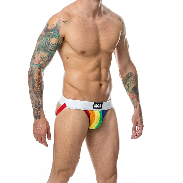 MOB Pride Classic Jockstrap - Regenboog van het merk MOB Eroticwear - Jockstraps - online kopen bij Masculum.nl. De discrete online seks-toys en erotisch heren ondergoed winkel voor gay & hetero mannen.
