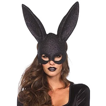 Glitter Masquerade Rabbit Mask - Zwart