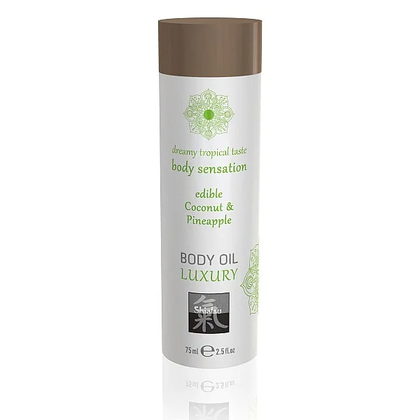 Luxury Edible Body Oil - Kokosnoot van het merk Shiatsu - Massage Oliën - online bestellen bij Masculum.nl. De discrete online seks-toys en erotisch heren ondergoed winkel voor gay & hetero mannen.