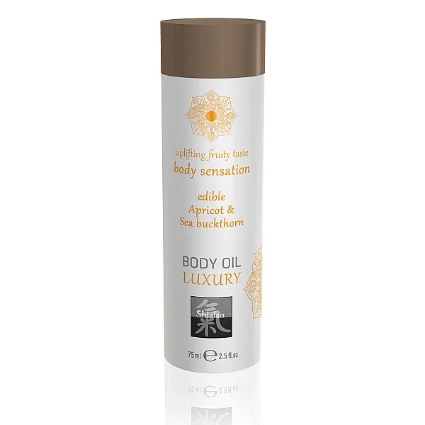Luxury Edible Body Oil - Abrikoos van het merk Shiatsu - Massage Oliën - online bestellen bij Masculum.nl. De discrete online seks-toys en erotisch heren ondergoed winkel voor gay & hetero mannen.