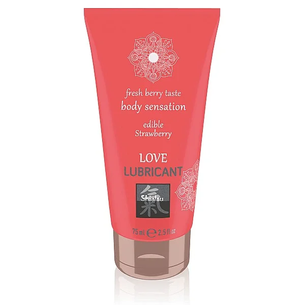 Love Lubricant Edible - Aardbei van het merk Shiatsu - Glijmiddel met Smaak - online bestellen bij Masculum.nl. De discrete online seks-toys en erotisch heren ondergoed winkel voor gay & hetero mannen.