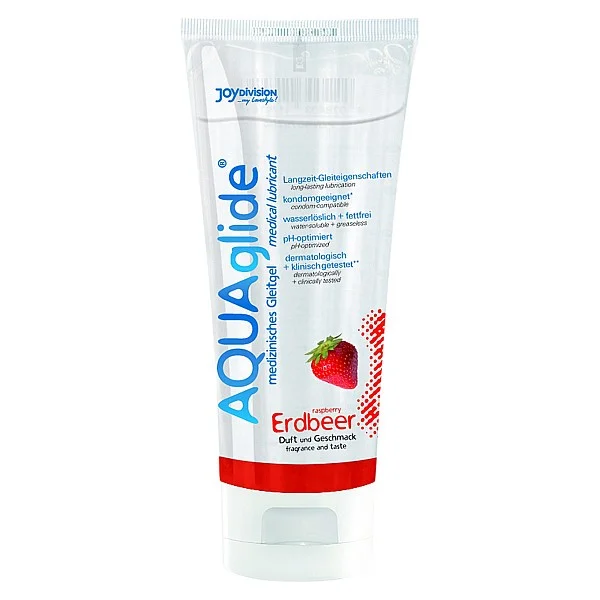 Aquaglide 100ml - Aardbei van het merk Joy Division - Glijmiddel met Smaak - online kopen bij Masculum.nl. De discrete online seks-toys en erotisch heren ondergoed winkel voor gay & hetero mannen.