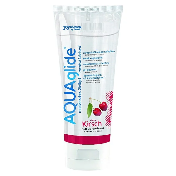 Aquaglide 100ml - Kers van het merk Joy Division - Glijmiddel met Smaak - online bestellen bij Masculum.nl. De discrete online seks-toys en erotisch heren ondergoed winkel voor gay & hetero mannen.