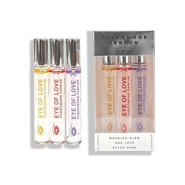 Pheromone Parfum 3x10ml Set - Assortiment van het merk Eye Of Love - Feromonen Parfum - online kopen bij Masculum.nl. De discrete online seks-toys en erotisch heren ondergoed winkel voor gay & hetero mannen.