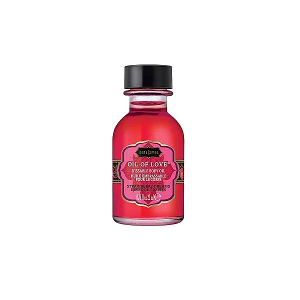 Oil of Love 22 ml - Aardbei van het merk Kama Sutra - Bodypaint & Likbare Oliën - online kopen bij Masculum.nl. De discrete online seks-toys en erotisch heren ondergoed winkel voor gay & hetero mannen.