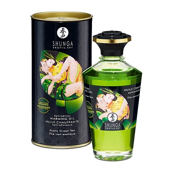 Aphrodisiac Warming Oil 100ml - Groene thee van het merk Shunga - Bodypaint & Likbare Oliën - online bestellen bij Masculum.nl. De discrete online seks-toys en erotisch heren ondergoed winkel voor gay & hetero mannen.