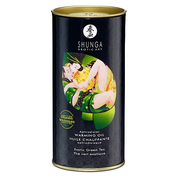 Aphrodisiac Warming Oil 100ml - Groene thee van het merk Shunga - Bodypaint & Likbare Oliën - online bestellen bij Masculum.nl. De discrete online seks-toys en erotisch heren ondergoed winkel voor gay & hetero mannen.