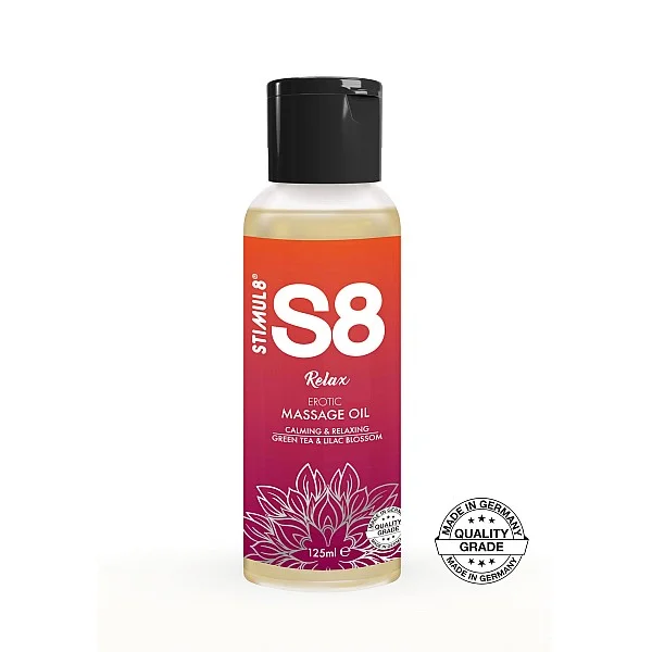 S8 Massage Oil 125ml - Green Tea en Lilac Blossom van het merk Stimul8 S8 - Massage Oliën - online bestellen bij Masculum.nl. De discrete online seks-toys en erotisch heren ondergoed winkel voor gay & hetero mannen.